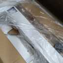 Adjustable Pneumatic Overbed Bedside Table with Wheels Split Top Tilting Mobile Standing Desk Portable Computer Cart Movable Desk Hospital Home Office Use (15.7" W x 27.6" D, White)