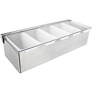 New Star Foodservice 48032 Stainless Steel Condiment Dispenser with 5 Compartments (No Ice Tray)