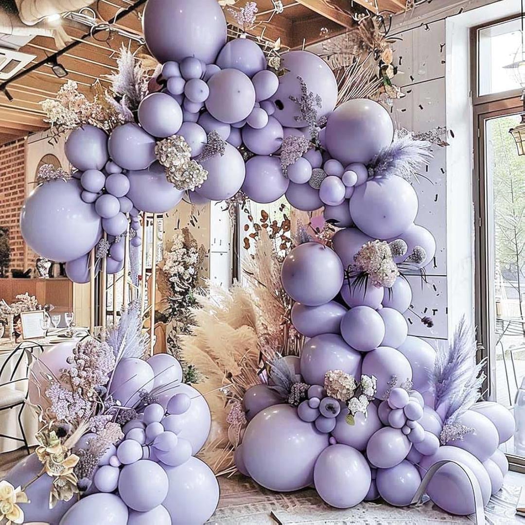 Double Stuffed Lavender Balloons Different Sizes Dusty Light Purple Lilac Balloon Garland Arch Kit for Baby Shower Bridal Wedding Birthday Party Decoration