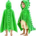 Hiturbo Kids Dinosaur Hooded Bath Towel: Super Soft Fleece Toddler Towel Wrap 50"x30" - Pool Beach Towels Swim Poncho for Boys Girls 3-12 Yrs - Green