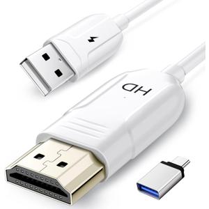 Wireless HDMI Display Adapter for iPhone, USB to HDMI Adapter, Screen Mirroring Cable Streaming Video/Audio/Files for iPhone, iPad, Android, Tablet, Laptop, Window, MacBook to TV/Monitor/Projector