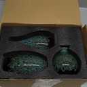 Ceramic Bud Vase Set, Fambe Blue Glazed Finish, Decorative Flower Vases (Blue-Set of 3)