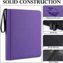 GEAoffice Waterproof Top Loader Binder Holds 324 Cards, Side Loading 9 Pocket Card Binder for Toploader, PU Leather Card Collection Album Folder Holder for 3"4" Rigid, MTG, TCG, Sports Cards, Purple
