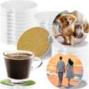 30Pcs Sublimation Blank Car Coasters,2.75inch/7mm Water Absorbent Ceramic Blank Thick Round with Finger Grooves for Easy Removal,Suitable for Sublimation DIY Crafts Painting Heat Transfer Car Coasters