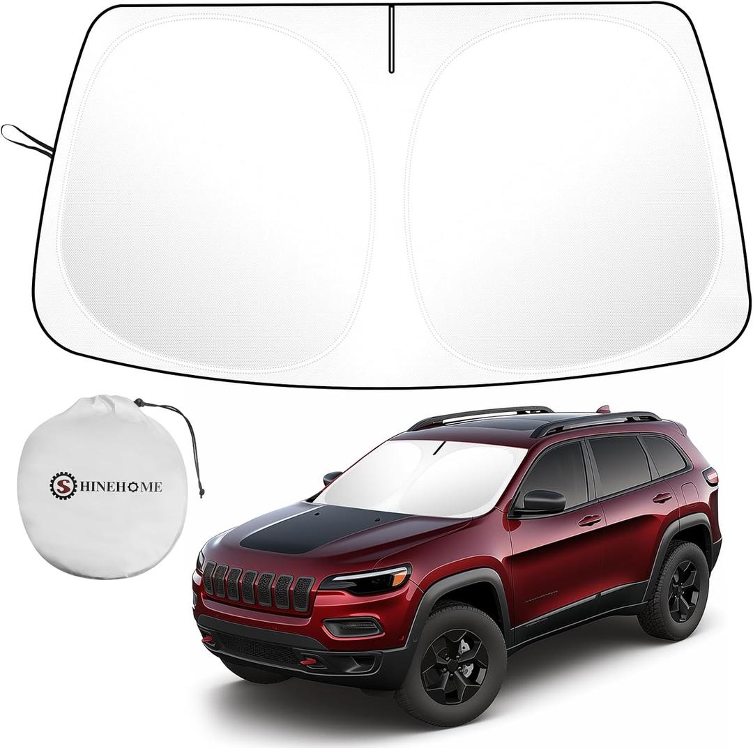 Car Windshield Sun Shade Compatible for Jeep Cherokee 2014-2024 2025 Trailhawk, Overland, Limited, Latitude, Altitude Accessories 2025 Upgrade Foldable Sunshade Custom Windshield Sun Visor Car Windshield Sun Shade Compatible for Jeep Cherokee 2014-2024 2025 Trailhawk, Overland, Limited, Latitude, Altitude Accessories 2025 Upgrade Foldable Sunshade Custom Windshield Sun Visor
