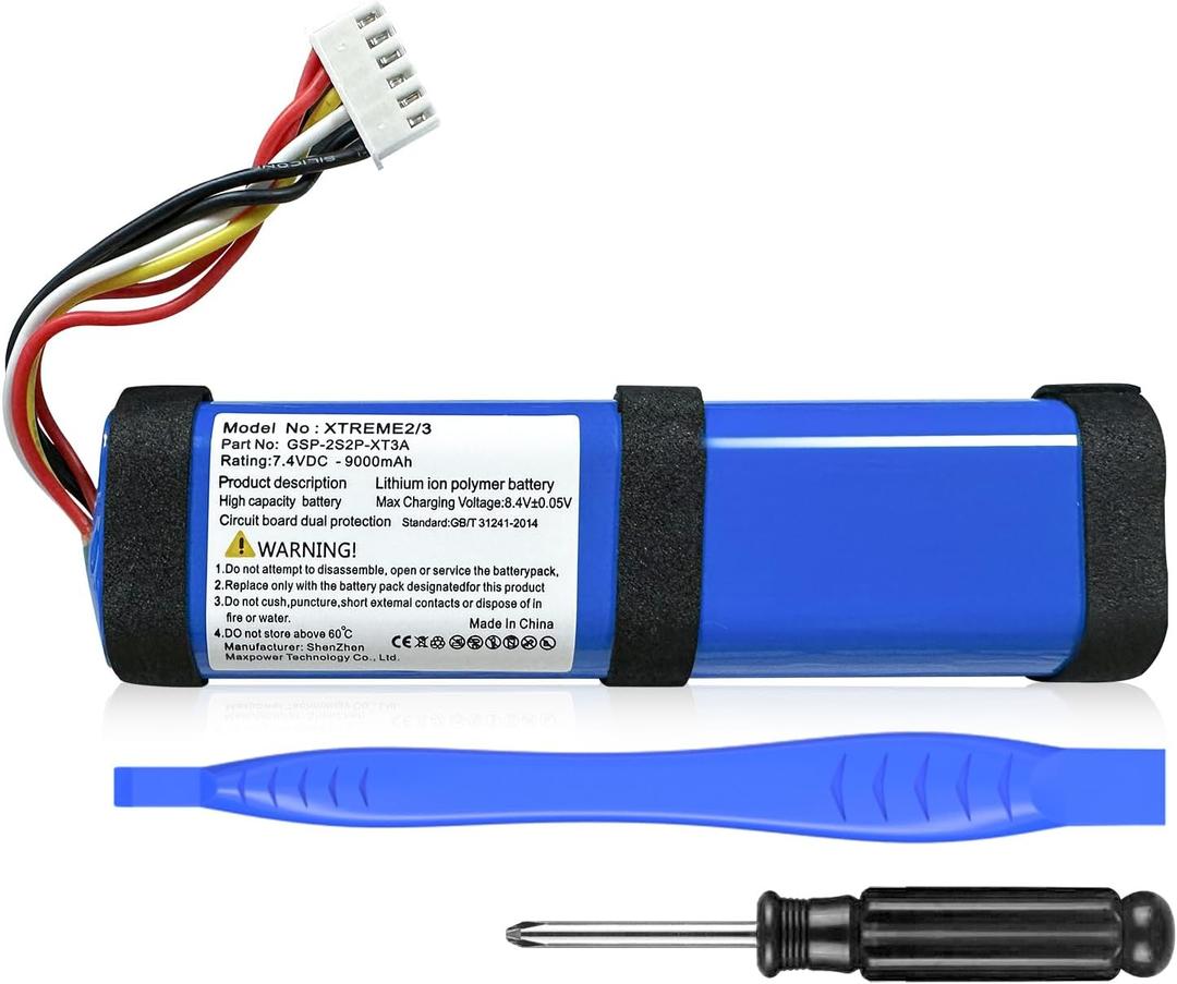 9000mAh Replacement Battery Compatible for JBL Xtreme 2 Xtreme 3 Waterproof Bluetooth Speaker (Part No: GSP-2S2P-XT3A) 2025 Upgrade High Capacity 7.4V Battery with Repair ToolsNot for JBL Xtreme 1