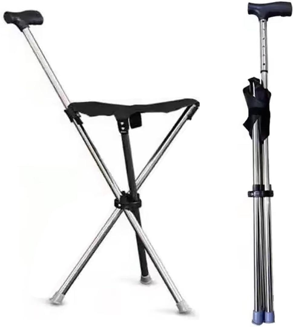 Cane with Seat - Portable Stool Chair, Supports Up to 240 Lbs cameping Chairs, Lightweight Up to 1.4 Lbs, Suitable for Men, Women, Seniors, People with Disabilities