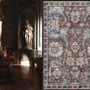 RUGSURE Washable Area Rugs - Perfect for Living Room, Bedroom, Kids Room, Nursery - Stain & Water Resistant Non-Slip, Pet & Child Friendly, Vintage Tribal Area Rugs (Rust and Blue, 8' x 10')