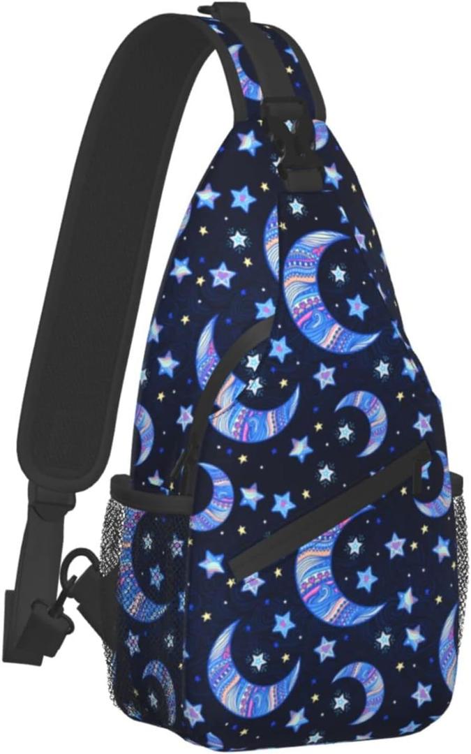 Blue Moon Sling Bag Crossbody Travel Hiking Chest Backpack Shoulder Daypack for Women Men