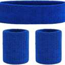 ONUPGO Sweatband Set Sports Headband Wristband Set Sweatbands Terry Cloth Wristband Wrist Sweatband Headbands Moisture Wicking Sweat Absorbing Head Band