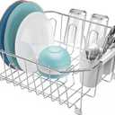 GSlife Small in Sink Dish Drying Rack - Stainless Steel Compact Dish Drainer for RV Kitchen Apartment Sink, Rust Resistant Inside Sink Rack, 12 Person Households, 11.6" W x 13.4" L, Silver