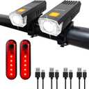 Kunhe USB-C Rechargeable Bike Lights Front and Rear(2or4or10or20 Packs) Night Riding for Kids &Adults 3 Lights Modes Used as a Safety Indicator Light for Skateboards Strollers and Wheelchairs