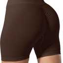 Women's Workout Shorts High Waist Scrunch Butt Gym Booty Shorts (Brown, M)