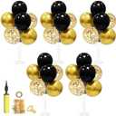 ZJDHPTY Black and Gold Balloon Stand Centerpiece Table Decorations Black and Gold Party Decorations for Birthday Wedding Retirement Anniversary Father's Day New Year Graduation 2025 (Black gold set5)