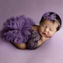 ForBaysy Newborn Photography Props Newborn Lace Romper Set with Matching Headband – Infant Baby Girl Outfit for Photoshoot