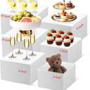 6 Pcs Buffet RisersSize5''-6''-7''-8''-9''-10'',Food Risers for Buffet TableWhite Acrylic Cube Display Risers Shelf for Catering, Party, Jewelry & Collectibles