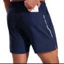 MIER Mens 5 Inch Athletic Running Shorts Quick Dry Lightweight Workout Gym Training Active Reflective Shorts,3 Zipper Pockets (Blue, M)