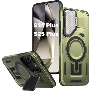 PASNEW S25+ Plus Case Wireless Charging,S24+ Plus Camera Cover,Multi-Layer Military Heavy Duty Full Body Rugged Shockproof Protective Hard Shell for Samsung Galaxy S25Plus 6.7",Olive Green