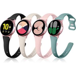 GEAK Slim Strap Compatible with Samsung Galaxy Watch 7 6 5 4 Band 44mm 40mm/Watch 5 Pro Band 45mm/Galaxy Watch 4 Classic 46mm 42mm Band,20mm Soft Slim Replacement Bands Compatible for Galaxy Watch 7 6 (Large, Black/Sand Pink/Pine Green/Starlight)
