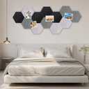 Gute 12 Pcs Hexagon Felt Bulletin Board Tiles Self Adhesive, Black Gray White Felt Cork Board for Wall Decor, Pin Board for Home Office School Memos Photos Notes Display
