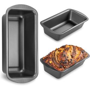 HONGBAKE 3 Pack Loaf Pan Set, 8.5 x 4.5 Inches With Wide Grips Nonstick Bread Tin, 1Lb Perfect for Homemade Baking, Grey 