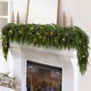 2PCS 9FT Christmas Cedar Garland with 100 Led Lights, Full 240 Pine Branches, Realistic Garland Artificial Greenery for Fireplace,Wall Indoor Outdoor Decorations