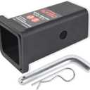 TOPTOW 64028HP Trailer Hitch Adapter 2-1/2" to 2" Hitch Reducer Sleeve Carbon Steel, 5/8 inch Pin & Clip Included