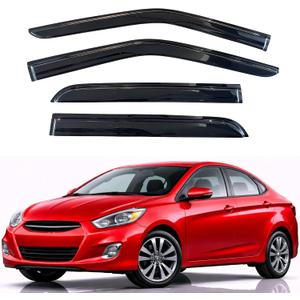 KPY Rain Guards Fit for 2012-2017 Hyundai Accent, Out-Channel Window Visors Vent Wind Deflectors 4PC, Car Accessories for 12-17 Accent (Excludes Hatchback)