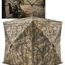 TIDEWE Hunting Blind 270°See Through with Carrying Bag, 2-3 Person Pop Up Ground Blinds, Portable Resilient Hunting Tent (Forest Fade Camo)