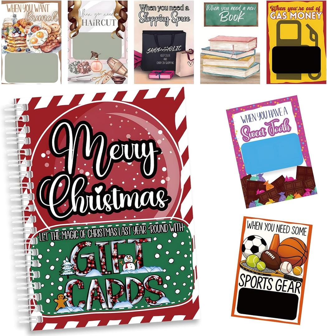 Christmas Gift Card Book 7 x 5 Inch Merry Christmas Booklet Organizer Greeting Card Album Keeper Personalized Gift for Merry Xmas Party Supplies(1 Pcs,Vintage)