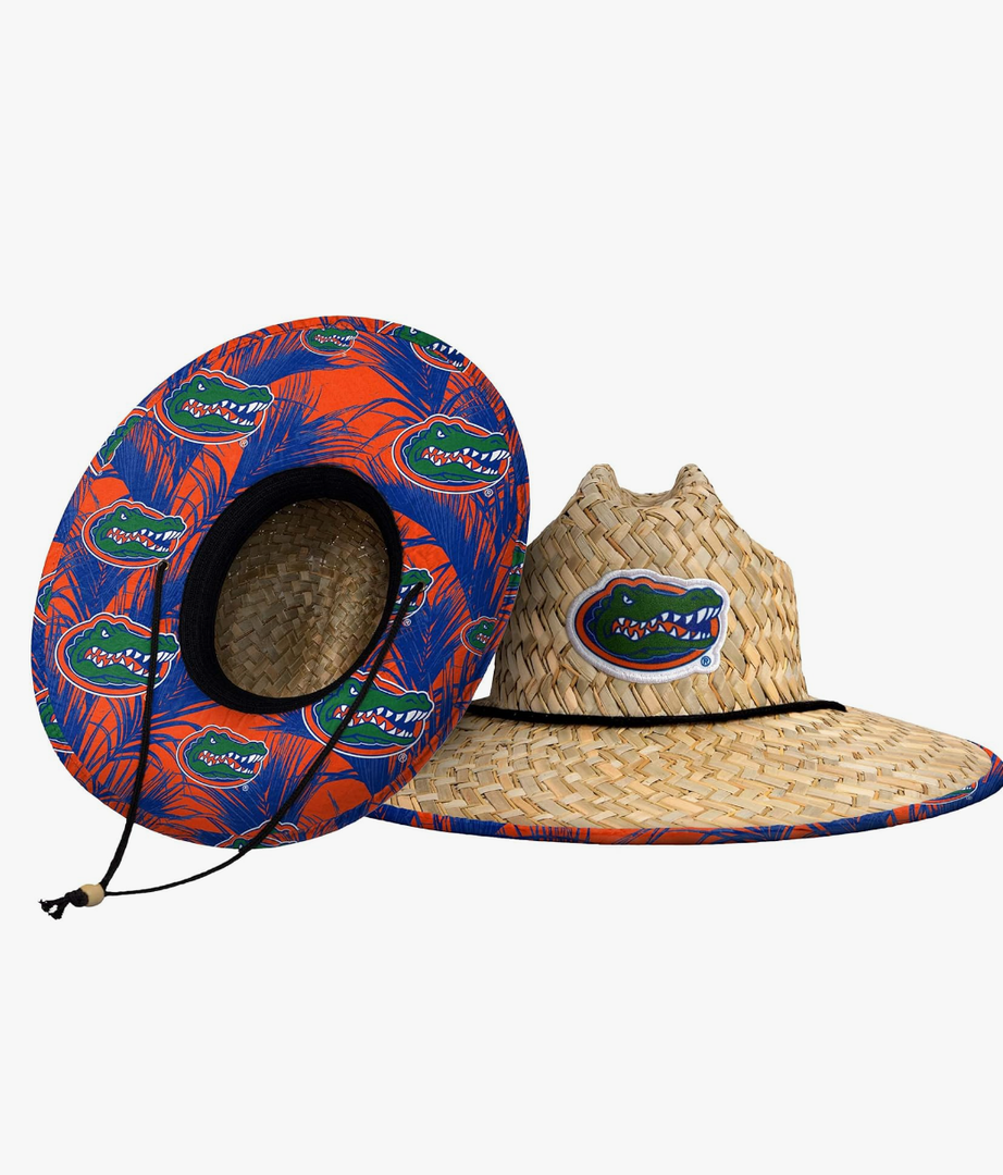 FOCO NCAA Mens NCAA College Team Logo Floral Lifeguard Beach Straw Sun Hat
