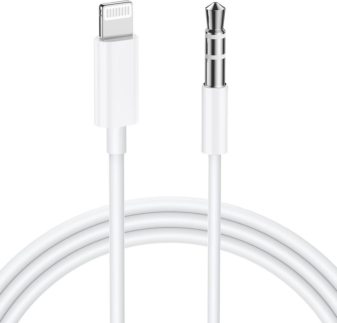 iSkey [Apple MFi Certified] Aux Cord for iPhone, 3.5mm Aux Cable for Car Compatible with iPhone 14 13 12 11 XS XR X 8 7 6 iPad iPod for Car Home Stereo, Speaker, Headphone, Support All iOS Version (White)