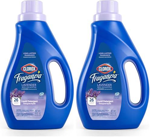 Clorox Fraganzia Liquid Laundry Detergent in Lavender with Eucalyptus Scent, 40oz | HE Compatible for All Front and Top Load Washing Machines, High Efficiency Laundry Detergent Compatible (Pack of 6)
