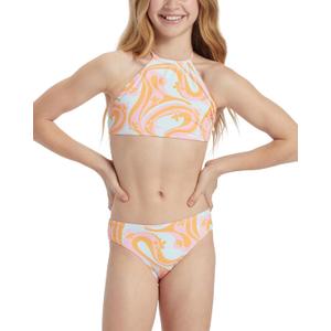 Billabong Girls' Standard in The Groove High Neck Two Piece Swim Set (Little Big Kids) (10, Multi)