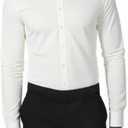 Beninos Men's Wrinkle Free Dress Shirts Slim Fit Long Sleeve Casual Button Down Shirt (White, S)