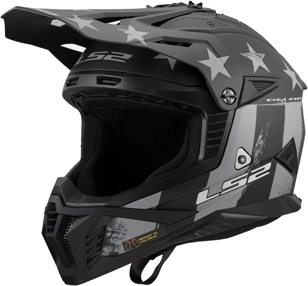 LS2 Helmets Gate II Full Face MX Motorcycle Helmet, XX-Large, Matte Battle Scar Tonal Gray/Black