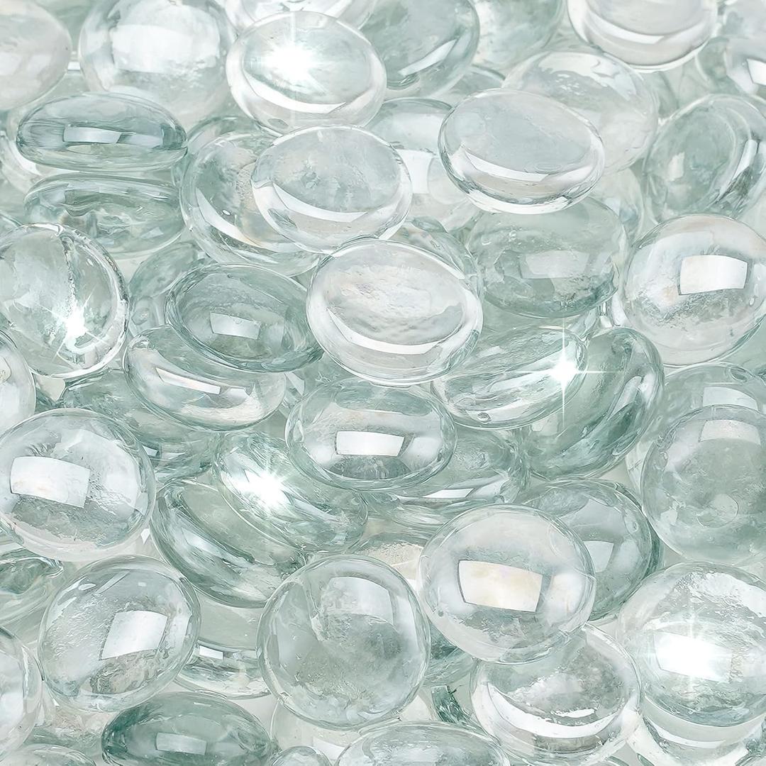 Stanbroil 10-Pound Fire Glass Beads - 1/2 inch Luster Fire Glass Drops for Fireplace Fire Pit | Gas Log Sets | Landscaping | Fish Tank, Crystal Ice Luster