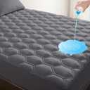 Waterproof Mattress Pad Queen Size, Breathable Mattress Protector with 6-18 Deep Pocket, Gray