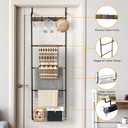 Over The Door Towel Rack,5-Tier Over Door Towel Racks for Bathroom,Towel Rack with Hooks and Basket Door Hanging,Blanket Ladder for Living Room Black
