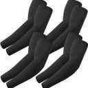 Arm Sleeves, Cooling UV Sun Protection Sports Compression for Men/Women (4 Pairs - 4 Black)