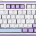 Ajazz AK870 87 Keys Gasket-Mounted Wireless Gaming Keyboard with Hot Swap Screen & Knob, BT5.0/2.4GHz/USB-C Mechanical Keyboard, with 5-Layer Padding for Win/Mac (Purple, Hyacinth Switch)