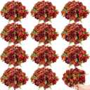 XunYee 12 Bundles Bundles Artificial Flowers Fake Silk Roses Bouquets Realistic Flower Bulk Faux Flowers Arrangements Wedding Decorations for Bridal Wedding Floral Vases Table Centerpieces (Orange)