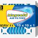 Maycold MERV 8 10x10x1 Furnace Air Filters (6-Pack), Pleated HVAC AC Filters Actual Size 9.70 x 9.70 x 0.75, For Residential or Office Use, Individually Wrapped in Plastic