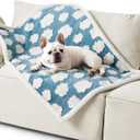 LE SURE Waterproof Dog Blanket for Medium Dogs - Washable Double Sided Dog Blankets with Warm Jacquard Shag and Soft Sherpa Fleece, Pet Cat Blanket for Couch Protection, 3D Textured Cloud, Blue