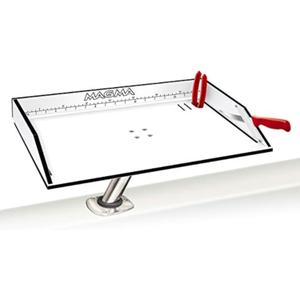 Magma's 21" Inch Fishing Fillet Table - Bait/Fillet Mate with LeveLock Mount, Rod Holder - HDPE, UV-Stabilized - Knife Holster, Plier Storage - USA Made, Corrosion Resistant - Boat Dock Accessories (White/Black)