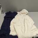 Liitrsh 2 Pcs Shawl Poncho Sweaters for Women Knitted Hooded Cape with Fringed Hem Crochet Poncho Pullover Sweaters (One Size, Beige, Navy Blue)