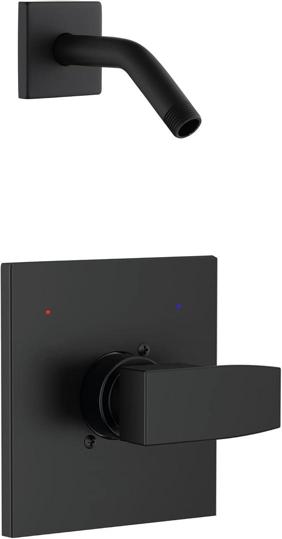 Replacement for Delta 13/14 Series Shower Handle Trim Kit with Shower Arm and Flange, Compatible with Delta R10000 Valve, Matte Black (Cartridge and Valve Not Included)