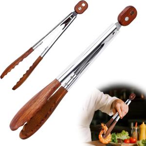 3 x Wooden Tongs for Cooking, Anti-Slip Long Handle Wood Salad with Hanging Hole, Household Creative Cooking Tongs for BBQ, Serving Food, Salad Tossing 11.8-inch
