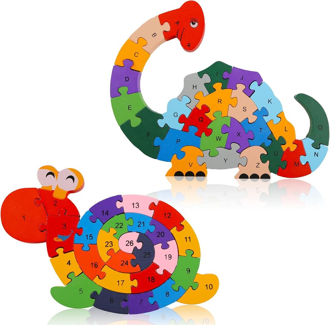 LovesTown Wooden Animal Puzzles for Toddlers, Alphabet Building Blocks for Kids, Preschool Letters and Numbers Learning Puzzle, 2 PCS LovesTown Wooden Animal Puzzles for Toddlers, Alphabet Building Blocks for Kids, Preschool Letters and Numbers Learning Puzzle, 2 PCS