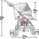 Pet Gear Happy Trails Lite Pet Stroller for Cats/Dogs, Zipper Entry, Easy Fold with Removable Liner, Safety Tether, Storage Basket, Titanium Grey